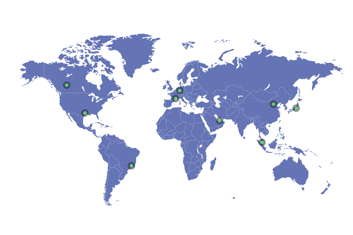 World map showing locations of ONIS company offices